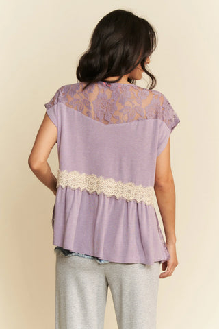 Lace Babydoll Top with Daisy Embroidery & Crochet Trim