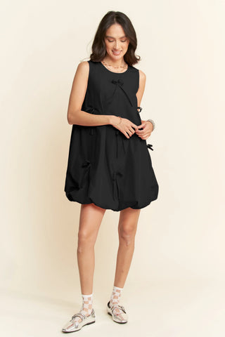 Bow Detail Bubble Hem Mini Dress