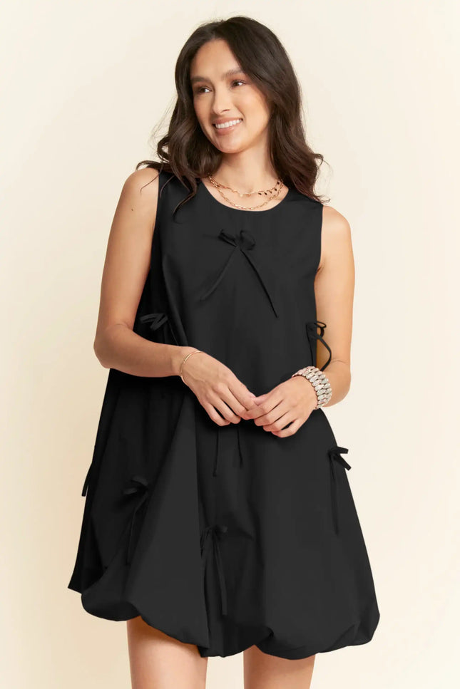 Bow Detail Bubble Hem Mini Dress