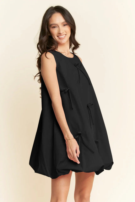 Bow Detail Bubble Hem Mini Dress