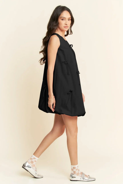 Bow Detail Bubble Hem Mini Dress