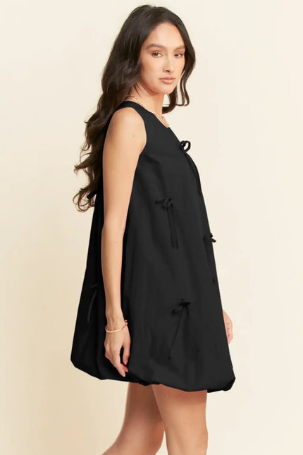 Bow Detail Bubble Hem Mini Dress
