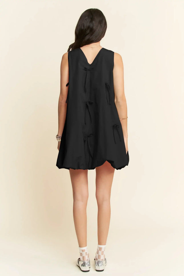 Bow Detail Bubble Hem Mini Dress