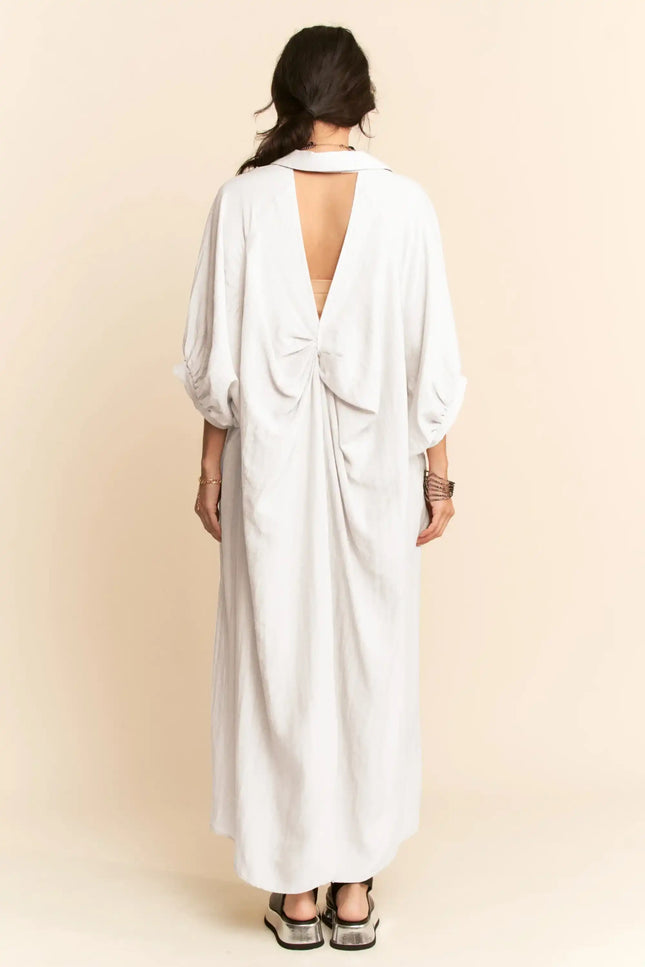 Oversized Shirtdress Midi – High-Low Hem Relaxed Fit Pocket Dress