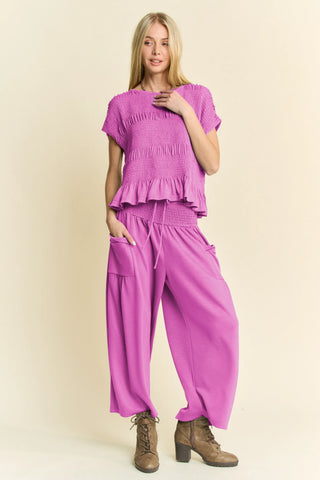 Claywave Set – Smocked Ruffle Top & Wide-Leg Pants