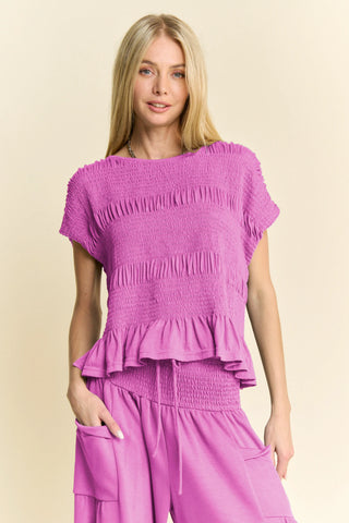 Claywave Set – Smocked Ruffle Top & Wide-Leg Pants