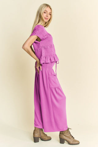 Claywave Set – Smocked Ruffle Top & Wide-Leg Pants