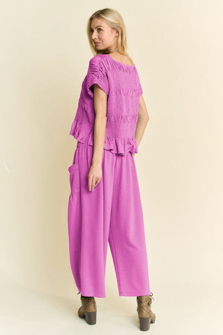 Claywave Set – Smocked Ruffle Top & Wide-Leg Pants