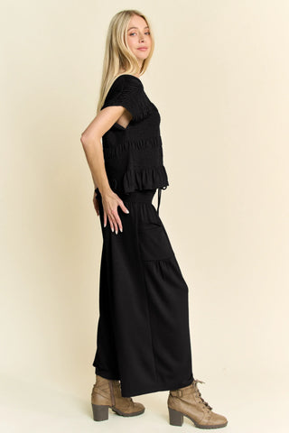 Claywave Set – Smocked Ruffle Top & Wide-Leg Pants