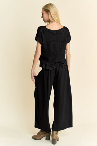 Claywave Set – Smocked Ruffle Top & Wide-Leg Pants