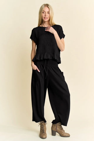Claywave Set – Smocked Ruffle Top & Wide-Leg Pants