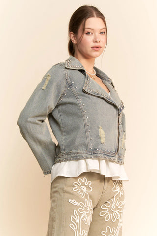 Voltura Jacket – Studded Moto Denim Jacket