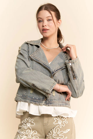 Voltura Jacket – Studded Moto Denim Jacket