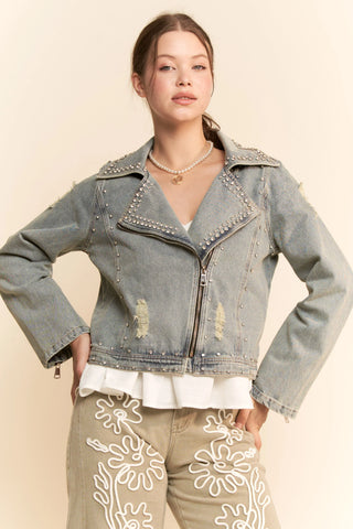 Voltura Jacket – Studded Moto Denim Jacket