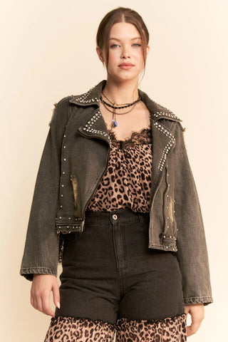 Voltura Jacket – Studded Moto Denim Jacket