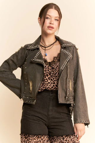 Voltura Jacket – Studded Moto Denim Jacket