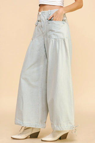 Sundrive Pants – Utility Pleat Wide-Leg Denim