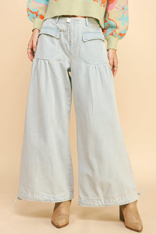 Sundrive Pants – Utility Pleat Wide-Leg Denim