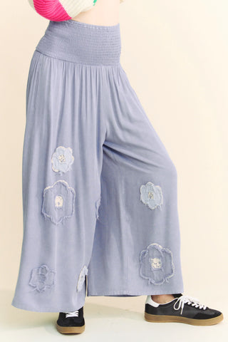 Moonflower Stitch Pants – Textured Wide-Leg Pants