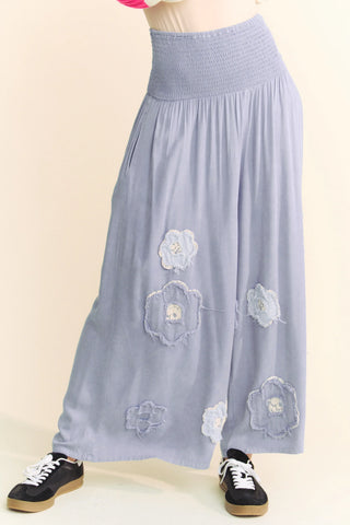 Moonflower Stitch Pants – Textured Wide-Leg Pants