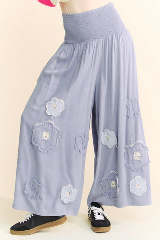 Moonflower Stitch Pants – Textured Wide-Leg Pants