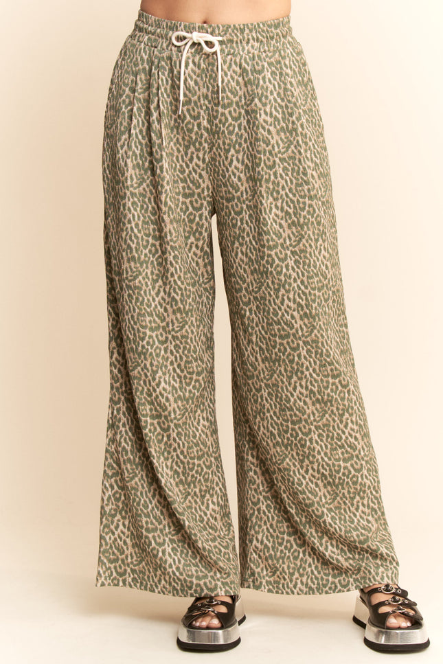 Marceau Pants — Leopard/teal front