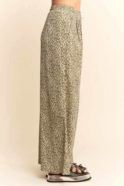 Marceau Pants — Leopard/teal side