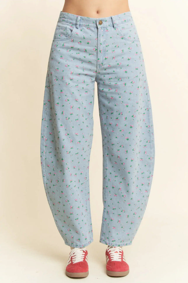 Petite Parade Jeans – Floral Denim Balloon Pants