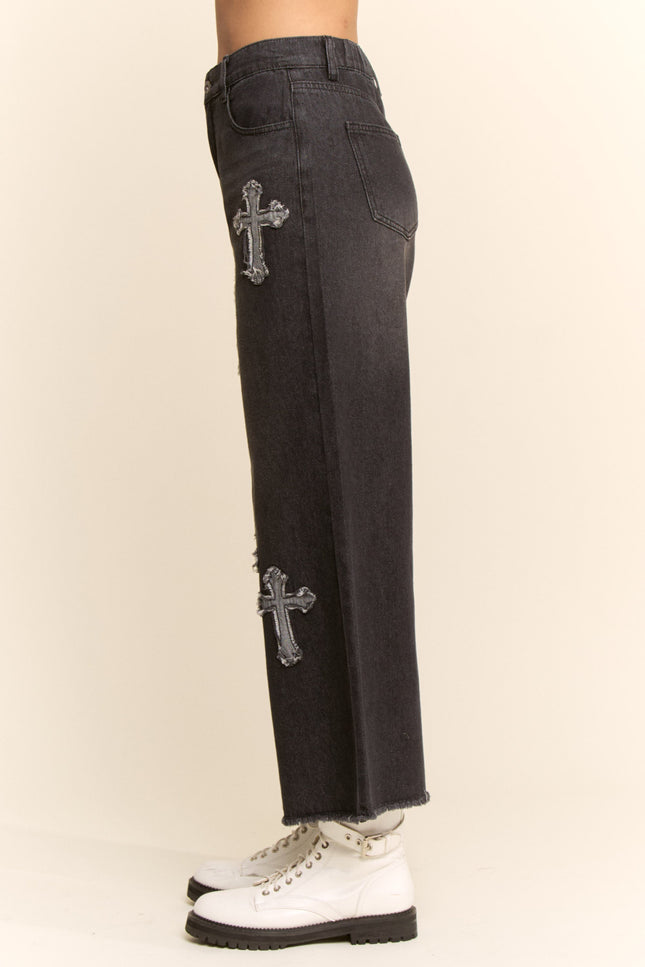 Ravelle Denim Pants — Black Denim side