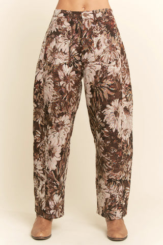 Tapestry Bloom Pants – Vintage Floral Barrel Trouser