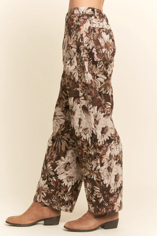 Tapestry Bloom Pants – Vintage Floral Barrel Trouser