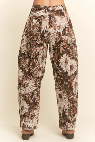 Tapestry Bloom Pants – Vintage Floral Barrel Trouser