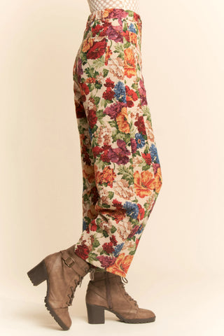 Tapestry Bloom Pants – Vintage Floral Barrel Trouser