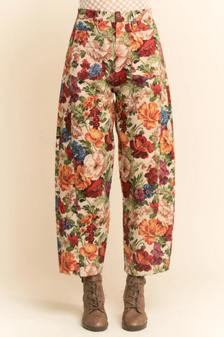Tapestry Bloom Pants – Vintage Floral Barrel Trouser