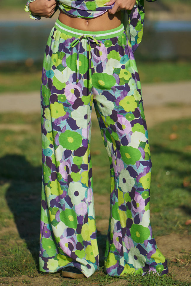 Pomelia Pants — Green Purple front