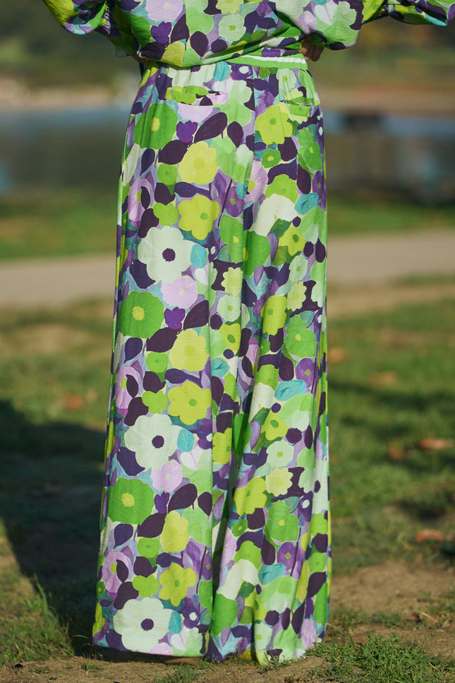 Pomelia Pants — Green Purple back