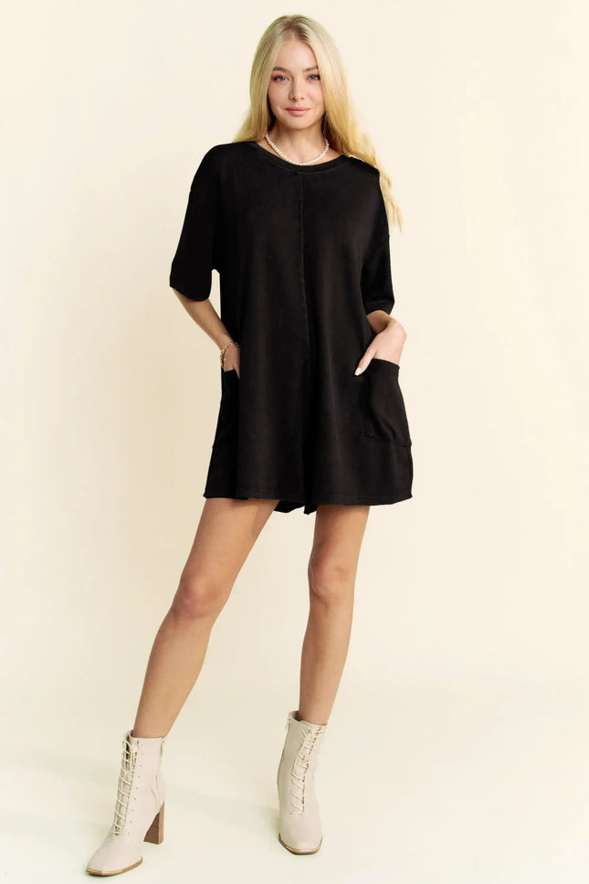 Oversized T-Shirt Romper – Relaxed Fit Pocket One Piece