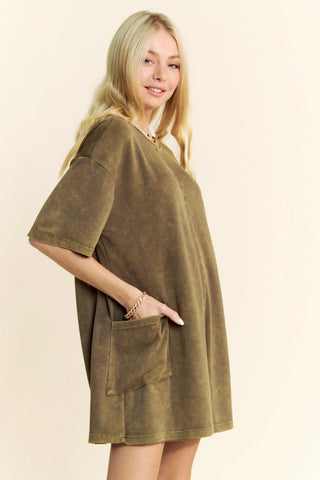 Oversized T-Shirt Romper – Relaxed Fit Pocket One Piece