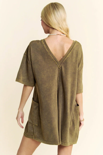Oversized T-Shirt Romper – Relaxed Fit Pocket One Piece