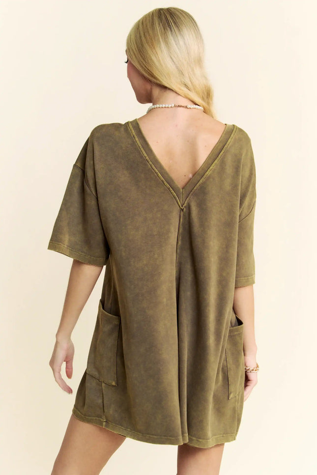 Oversized T-Shirt Romper – Relaxed Fit Pocket One Piece