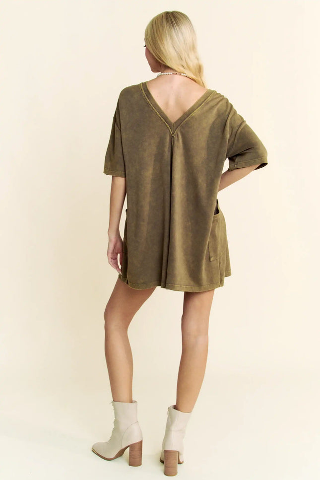 Oversized T-Shirt Romper – Relaxed Fit Pocket One Piece