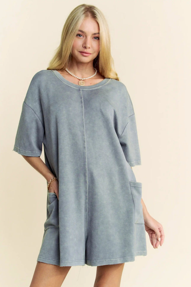 Oversized T-Shirt Romper – Relaxed Fit Pocket One Piece