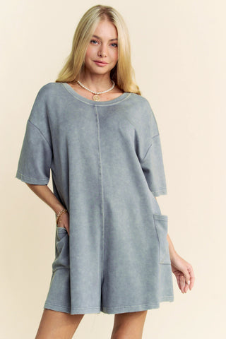 Oversized T-Shirt Romper – Relaxed Fit Pocket One Piece