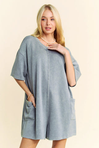 Oversized T-Shirt Romper – Relaxed Fit Pocket One Piece