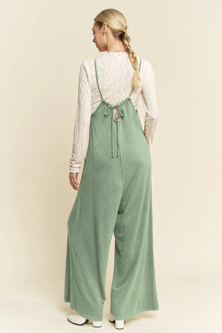 Wide Leg Knit Romper – Spaghetti Strap One-Piece with Pockets