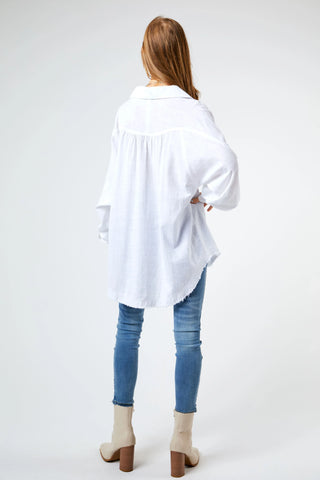 Relaxed Button-Front Gauze Shirt