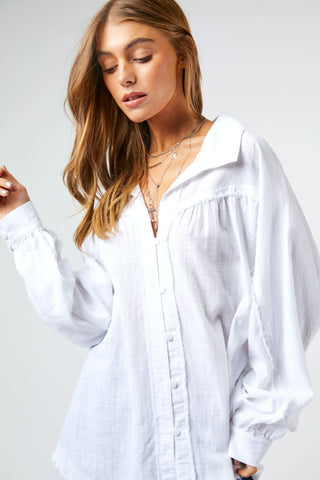 Relaxed Button-Front Gauze Shirt