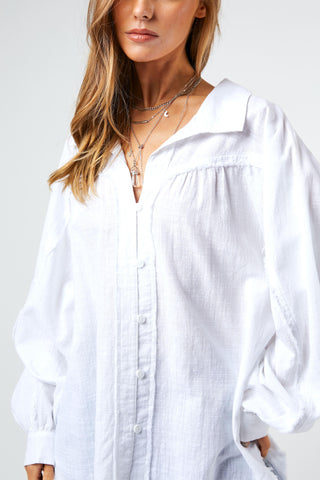 Relaxed Button-Front Gauze Shirt