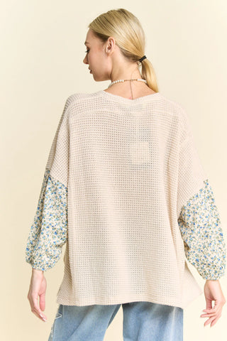 Starlace Pullover – Floral Patchwork Waffle Knit Top