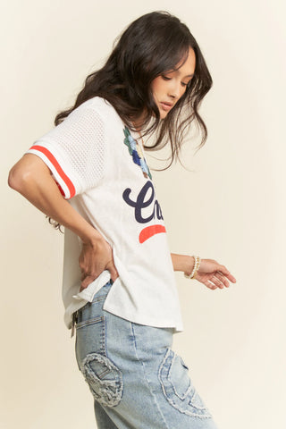 Vintage Cheers Patch V-Neck Tee